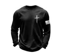 T-shirt à manches longues pour homme Jesus The Way The Truth The Life Cross gaufré décontracté God Faith, Love Jesus Christ, Noir , XL