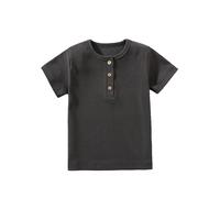 T-shirt à manches longues pour homme - Manches courtes - Avec poche - Pour le quotidien, l'école, l'extérieur, l'été - Confortable - Respirant - Doux - T-shirt pour adolescents, gris foncé, 3-4 ans