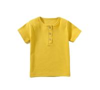 T-shirt à manches longues pour homme - Manches courtes - Avec poche - Pour le quotidien, l'école, l'extérieur, l'été - Confortable - Respirant - Doux - T-shirt pour adolescents, or, 4-5 ans