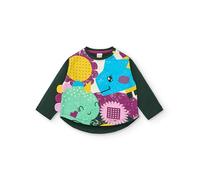 T-Shirt à Manches Longues Vert avec imprimé Dinosaures pour Fille Collection Cyber Dino (Taille 18 Mois)