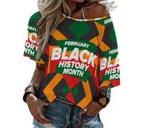 T-Shirt à Manches mi-Longues et col Droit pour Femme, Mois de l'histoire des Noirs 2023, Haut de Plage d'été, Chemisiers