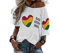 T-Shirt à Manches mi-Longues et col Droit pour Femme, Mois de l'histoire des Noirs 2023, Haut de Plage d'été, Chemisiers