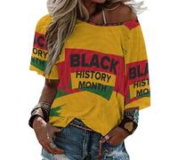T-Shirt à Manches mi-Longues et col Droit pour Femme, Mois de l'histoire des Noirs 2023, Haut de Plage d'été, Chemisiers