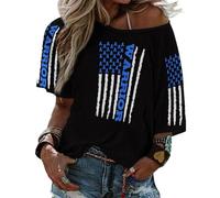 T-Shirt à Manches mi-Longues et col Droit pour Femme, pour la Sensibilisation au Placement Familial, pour l'été et la Plage