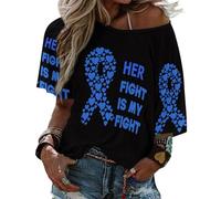 T-Shirt à Manches mi-Longues et col Droit pour Femme, pour la Sensibilisation au Placement Familial, pour l'été et la Plage