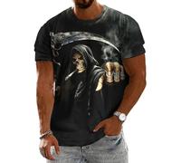 T-shirt à motif tête de mort pour homme - Col rond - Motif squelette d'Halloween - T-shirt décontracté - Mode basique - Vêtements de vacances, Vous êtes trop faible, 5XL