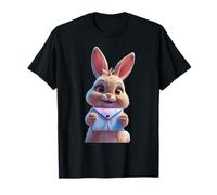 T-Shirt à Motif Unisexe Amusant avec Lettrage Cute Rabbits Love Lettering T-Shirt