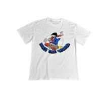 T-shirt À Motifs Blancs Pour Hommes Avec Des Personnages De Dessins Animés Imprimés Par Fusée, Col Rond À Manches Courtes Décontracté, Haut De Streetwear, Adapté Aux Vêtements Quotidiens-color01||m