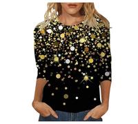 T-Shirt à Paillettes Femme Haut Tee Shirt, Femme Chic et Élégant Carnaval Haut a Paillette, Décontracté Paillettes Hauts Blouse Femme (o-Black, XXXL)