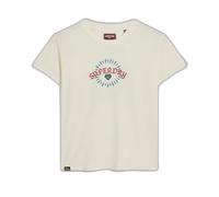 Superdry Tattoo Rhinestone Fitted Short Sleeve T-shirt Beige M Femme