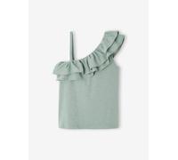 VERTBAUDET T Shirt à Volant Asymétrique Fille Coton Vert Sauge 8A