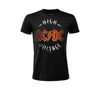 T-shirt AC/DC Haute Voltage Officiel AC DC Impression Frontale Band Rock ACDC Coton Noir Tailles pour Enfant., Noir , 5-6 ans