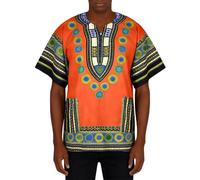 T-shirt africain 2026 pour homme avec imprimé pour la vie quotidienne, tricot léger et confortable pour toutes les saisons., Orange, 3XL