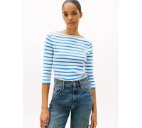 T-Shirt Ajusté À Col Bateau Slim Cody Boat-Nk 3/4slv/Ecru/ Blue Spell Stp - Xxs