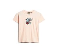 Superdry Tattoo Embroidered Fitted Short Sleeve T-shirt Beige S Femme
