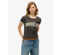 Superdry Ath Ess Ringer Fitted Short Sleeve T-shirt Noir L Femme