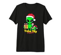 T-Shirt Alien de Noël rétro Take My Presents Pixel Art T-Shirt Haut de Gamme