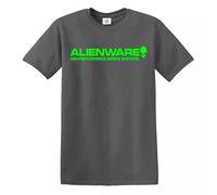 T-shirt Alien-Ware Gaming Gamer pour homme Cadeau amusant, T-shirt gris anthracite imprimé vert, L