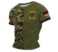 T-shirt allemand pour homme - Impression vétérans Wwii allemands - En coton - Décontracté - Col rond - Respirant - Manches courtes - Pour l'extérieur, vert, L