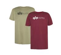 T-shirt Alpha Industries Alpha Label (X2) - vert olive/rouge foncé S