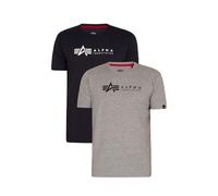 T-shirt Alpha Industries Label T 2 Pack - gris/bleu foncé - 3XL XS