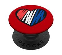 T-Shirt américain américain avec cœur Rouge Blanc Bleu PopSockets PopGrip Adhésif