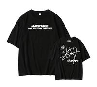 T-Shirt AMORTAGE de l'album JI-SOO Blink imprimé Merch Tee-Shirt Unisexe en Coton(Black,S)