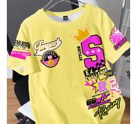 T-shirt ample à col rond pour femmes de style streetwear casual avec badge de lettres, graphique de couronne et de basket-ball, convient pour l'été L,M,S,XL,XS,XXL,XXS,XXXL,XXXXLAnimal,Cartoon,Lettres