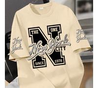 T-shirt ample à imprimé graphique pour garçons, "New York City 1978" imprimé de lettres rétro, accent de manche "New York", t-shirt ample style décontracté de rue, convient pour l'été 6Y,7Y,8Y,9Y,10Y,