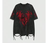 T-shirt ample à manches courtes avec imprimé pissenlit gothique casual pour hommes, style Halloween années 2000 L,M,S,XL,XXLÉtoffe