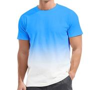 T-shirt ample à manches courtes pour homme - Couleur unie - Dégradé, bleu ciel, L