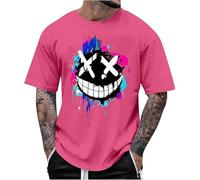 T-shirt ample d'été à col rond pour homme, pour sortir, gym, sport, décontracté, tendance, flatteur, 2026, rose vif, XL