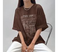 T-shirt ample d'été pour femmes, col rond avec slogan et design d'impression de caractère, "1984 VOYONS CE QUI VA SE PASSER CHÉRIR UN ESPOIR DE RÉUNION. Fais de ton mieux tant que tu en as encore le t