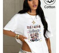 T-shirt ample femme 100 % coton, imprimé œil-de-chat mignon, vêtements d'été, hauts d'été grandes tailles, collection K-Pop Warrior, hauts en pur coton, vêtements femme, vêtements d'été femme, tricots