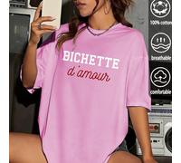 T-shirt ample imprimé BICHETTE d'amour pour femme, haut d'été, collection K-Pop Warrior, en pur coton, vêtements pour femme, vêtements d'été pour femme, tricots, tenues de soirée, vêtements grande tai