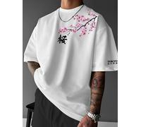 T-shirt ample pour hommes, motif fleurs de cerisier, style japonais, adapté à un usage quotidien, matière 100% coton, tendance et polyvalent 2