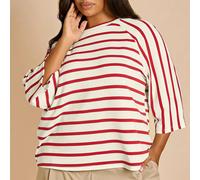 T-shirt ample rayé grande taille, coupe décontractée et oversize, chic pour l'aéroport et les voyages, basique essentiel de garde-robe, à porter au travail et au quotidien, style Riviera d'automne 0XL