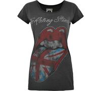 T-shirt Amplified The Rolling Stones pour femme avec languette au design Union Jack NS4733 (XS) (Anthracite)