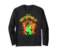 T-Shirt Amusant avec Griffes de Dinosaure « Now I Am Unstoppable » Manche Longue