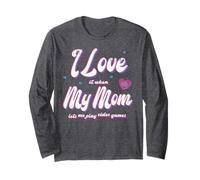T-Shirt Amusant avec Inscription « I Love It When My Mom Lets Me Play » Manche Longue