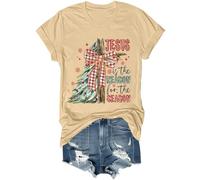 T-shirt amusant avec inscription « Jesus is The Reason for The Season » - Motif croix chrétienne - Noël - Jésus est la raison, kaki, S