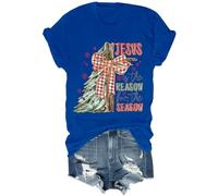 T-shirt amusant avec inscription « Jesus is The Reason for The Season » - Motif croix chrétienne - Noël - Jésus est la raison, bleu marine, XL