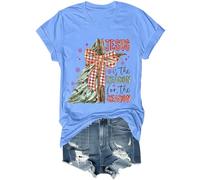 T-shirt amusant avec inscription « Jesus is The Reason for The Season » - Motif croix chrétienne - Noël - Jésus est la raison, Bleu (Carolina blue), S