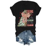 T-shirt amusant avec inscription « Jesus is The Reason for The Season » - Motif croix chrétienne - Noël - Jésus est la raison, Noir , XL