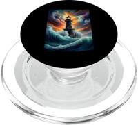 T-Shirt Amusant avec Phare, Vagues Qui s'écrasent, Coucher du Soleil, Phare PopSockets PopGrip pour MagSafe