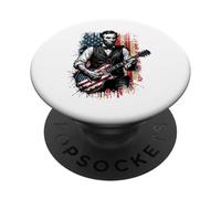 T-Shirt Amusant du 4 Juillet avec Le Drapeau américain d'Abraham Lincoln PopSockets PopGrip Adhésif