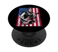 T-Shirt Amusant du 4 Juillet avec Le Drapeau américain d'Abraham Lincoln PopSockets PopGrip Adhésif