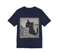 T-shirt amusant pour chat - Comment apprendre des faits incroyables et ennuyeux, chemise unisexe à manches courtes, cadeau pour amoureux des chats, vêtements humoristiques, bleu marine, Taille XS
