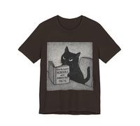T-shirt amusant pour chat - Comment apprendre des faits incroyables et ennuyeux, chemise unisexe à manches courtes, cadeau pour amoureux des chats, vêtements humoristiques, marron, Taille XL