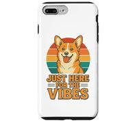 T-Shirt Amusant pour Chien Corgi Just Here for The Vibes Retro Sunset Coque pour iPhone 7 Plus/8 Plus